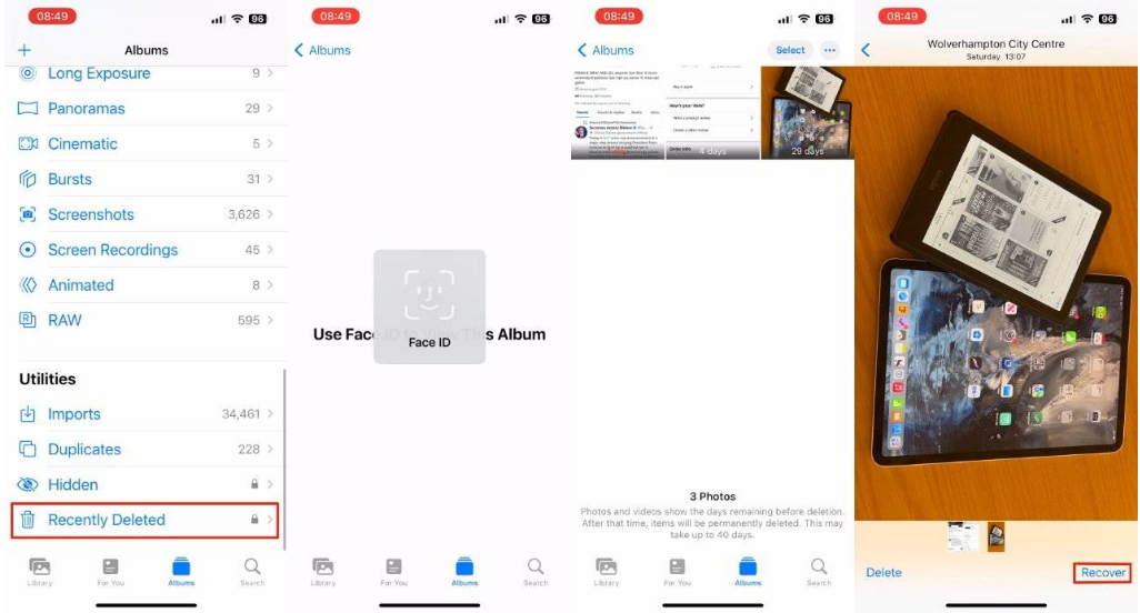 平阳苹果14维修分享 iPhone14 上恢复已删除的照片 