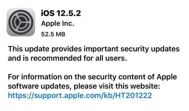 平阳苹果手机维修分享iOS12.5.2发布，建议所有老苹果用户安装 